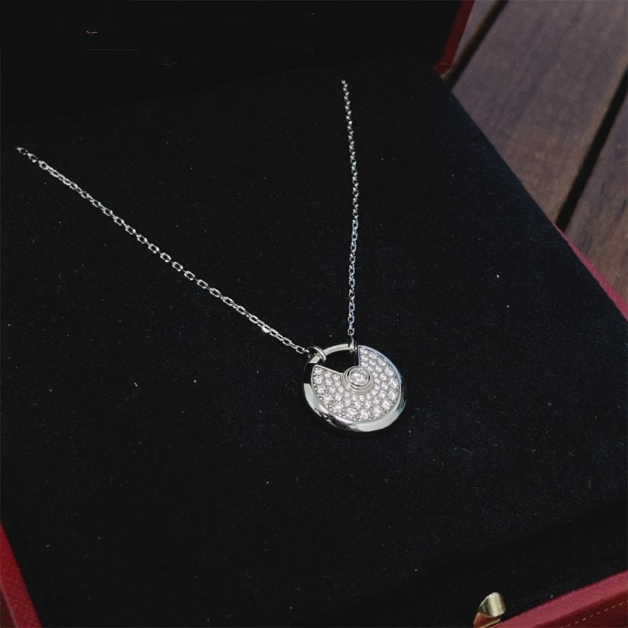 GlowAMULETTE SILVER FULL DIAMOND NECKLACE