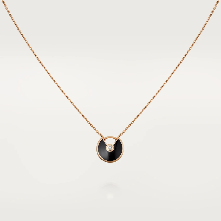 GlowAMULETTE ROSE GOLD ONYX NECKLACE