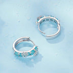 Huggie Earrings Ice Flower Zirconia Platinum Plated Hoop Earrings